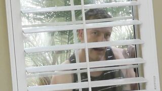 Window Creeper Catches Busty Asian Sweetheart Sexting Movie scene To Boyfriend