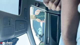 Public parking lot flash for curious milf