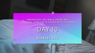 DAY 10 - Step mama share bed with creampie ???? Step son cum on Step mother's bazookas in sauna ????