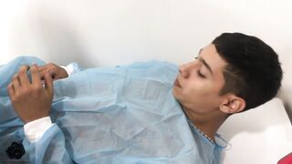 Doctor with biggest butt helps her patient with his erection problem - in Spanish