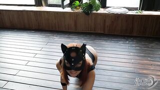 YIELDING CUTE KITTEN knows how to use USE HER TONGUE. BUTT WORSHIPING.