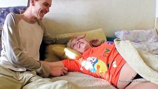 Bulky wife woken and fucked into ass