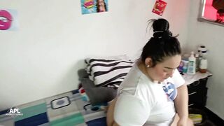 I get slutty seeing my stepsister in her underwear and I propose a quickie to calm the fever