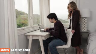 Golden-Haired MILF Athena Anderson reduced stepson’s stress with a blow job and her wet shaved snatch screwing