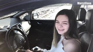 HAWT PUBLIC SEX IN a CAR - in the Midst of the Winter Field