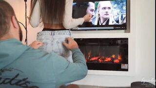 Tiny concupiscent stepsister in ripped fishnet pantyhose was used by her stepbrother afresh - Squir7een