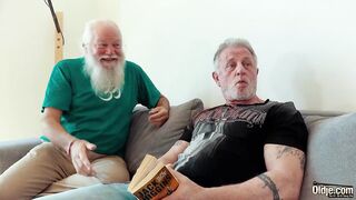 Young Snow DeVille has 3-some with old studs and this sweetheart swallows cum