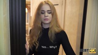 DEBT4k. Enticing waitress pays collector by offering her constricted snatch