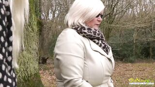 A hot lesbian adventure outside begins!