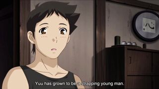 Busty hentai maid pleasures her virgin master with titty massage