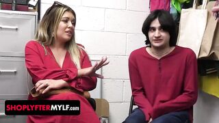 Loss Prevention Officers Team Bang Stepmom Vivianne DeSilva During The Time That Her Stepson Is Watching In Horror