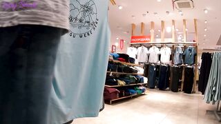 Fitting Room Sex with Raiment Store Consultant Ends Cum Drink