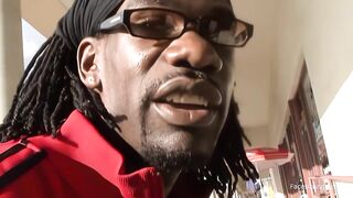 Hawt ebony queen receives a hard pounding by a humungous african screw stick.