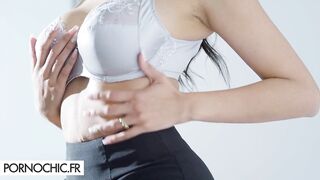 A couple invites a salesman for a three-some