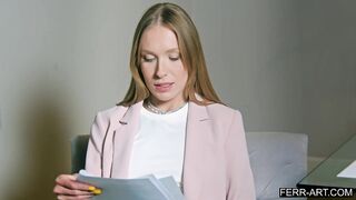 Hawt blonde teacher rewards student with her snatch for valuable test results Angelika Grays