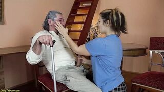 helpful curvy big natural breast teen gets drilled rough in the ass by an granddads big jock as a reward