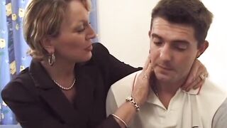 French aged milf in stockings screws a stud