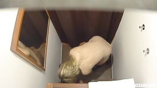 Frisky sweetheart is fucking a concupiscent guy in a massage room and moaning during an orgasm