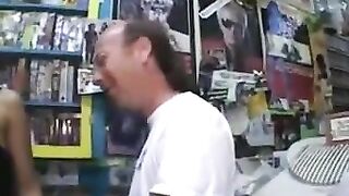 Husband watching Wife in Sex Shop with random Strangers