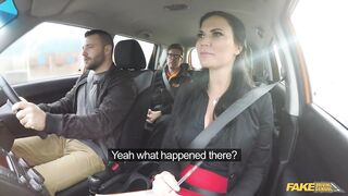 Fake Driving School - Hot British pornstar DP in a Car