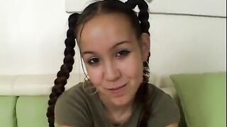 Young enchanting Hawaiian peacherino Amai Liv is ready to start her try-out in Herb Collins' project "POV Casting Bed"