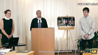 MATURE4K. Mature brunette sucked young jock and her husband secretly saw it