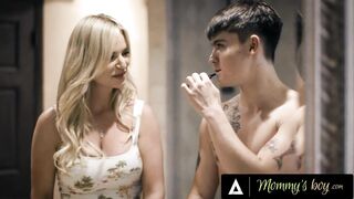 MAMA'S MALE - Excited Stepmom Rachael Cavalli Sucks Off Her Stepson By Mistake While Sharing A Couch!