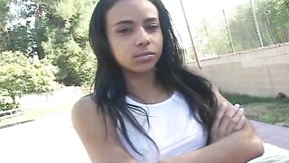 Slim ebony teen rides giant BBC