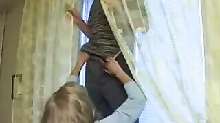 son Helps not his Step Mama Hang Curtains