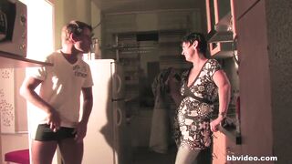 Short haired german granny bangs young male like a cowgirl