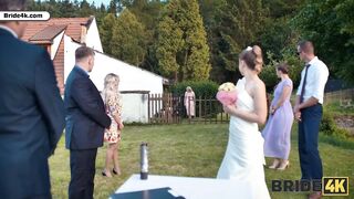 BRIDE4K. Shy bride with natural breasts is fucked roughly in front of everyone in public