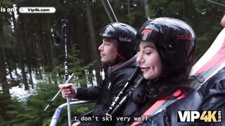 VIP4K. Brunette is cheating on the broke BF in front of him on Christmas Eve