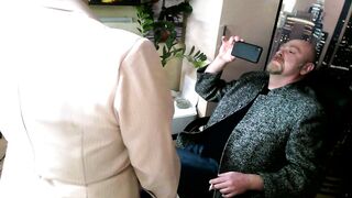 Big Boss tests his secretary's pussy for strength and elasticity! Hold on, horny slut!