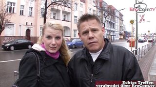 German amateur couple invited to sex casting on the street