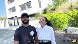 HUNT4K. Sweet Una Fairy is not too shy and showed her titties and snatch in public