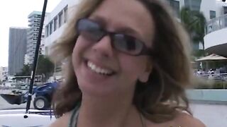 Cute golden-haired in the bikini loves being fingered and sucking