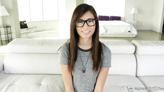 FIRST ANAL! Nerdy 19 Year Old Squirts & Almost Taps Out From Biggest Jock