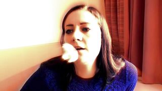 Big titted, amateur brunette is eagerly sucking a alt hard ramrod in a POV style