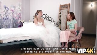 VIP4K. Lascivious Russian bride Polly Yangs is having a 3-some right before her wedding