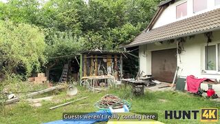 HUNT4K. Naughty honey fucked a stranger in front of her family