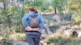 OUTDOOR SEX. Hard Banging Redhead Sexually Sexually excited Curvy Mommy in the Park
