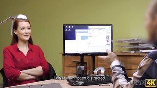 LOAN4K. Loan agent gets access to glamorous pussy of poor redhead