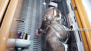 Ebony MILF Homemade Shower Standing Doggy style Fuck - Mara Exotic