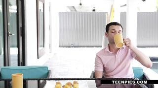 Sneaky sex in the bathroom during the time that parents are away