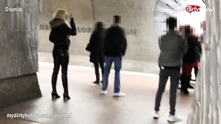 Blonde freshly picked up at u-bahn facialed fast