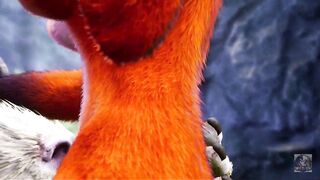 Big Minotaur fuck furry Fox Lady and Tiger Lady in threesome - oral job-job, facial and enjoyment