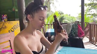 Solazola is giving a quick blowjob to a handsome chap, in the centre of the day