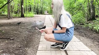 Walking with Cum in my Panties after the Sex in a Public Park - Eva Elfie