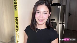 Alluring nerdy 18yo with braces comes to ask for hard sex desperately