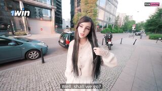 Pretty girl masturbates in a cafe and on the street. sucked in a public place - pinkloving